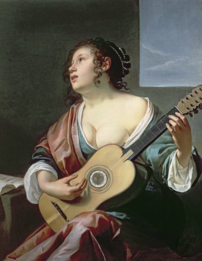Mulher, com, um, alaúde de Gerrit van Honthorst